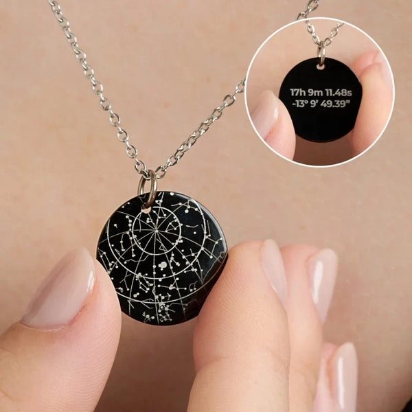 Engraved Personalised Map of your Star Necklace